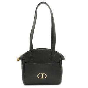 32010679 Christian Dior Caro Double Pouch Leather Shoulder Bag Black