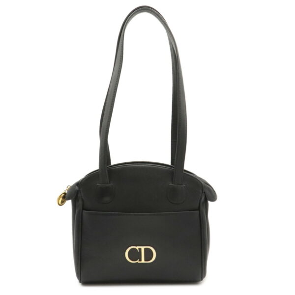 32010679 Christian Dior CD Logo Tote Bag Leather Black