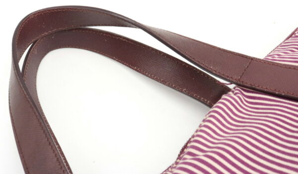 32010683 3 Prada Tote Bag Striped Canvas Leather Wine Red