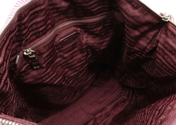 32010683 4 Prada Tote Bag Striped Canvas Leather Wine Red