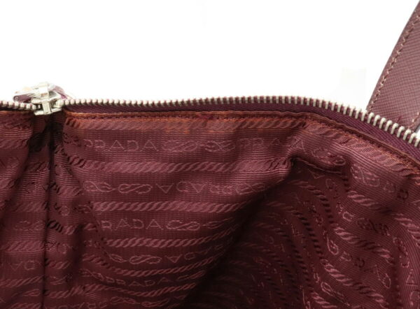 32010683 5 Prada Tote Bag Striped Canvas Leather Wine Red