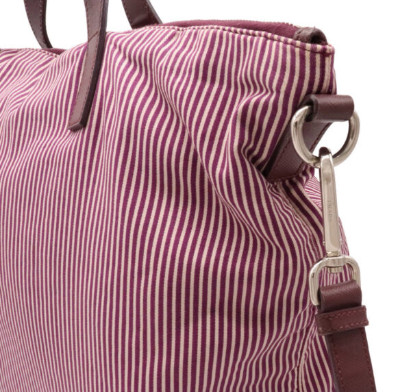 32010683 7 Prada Tote Bag Striped Canvas Leather Wine Red