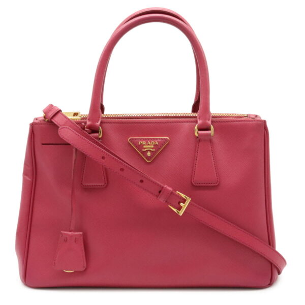 32021182 Prada Galleria Saffiano Handbag Leather Ibisco Pink