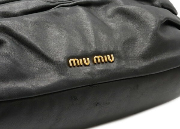 32021208 6 Miu Miu Gathered Leather Crossbody Pouch Black