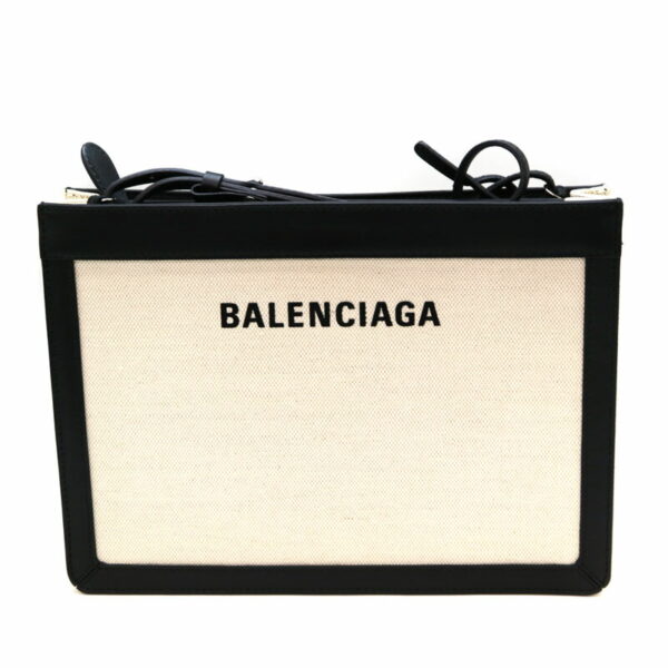 3311 1 Balenciaga Shoulder Bag Canvas Leather White Black