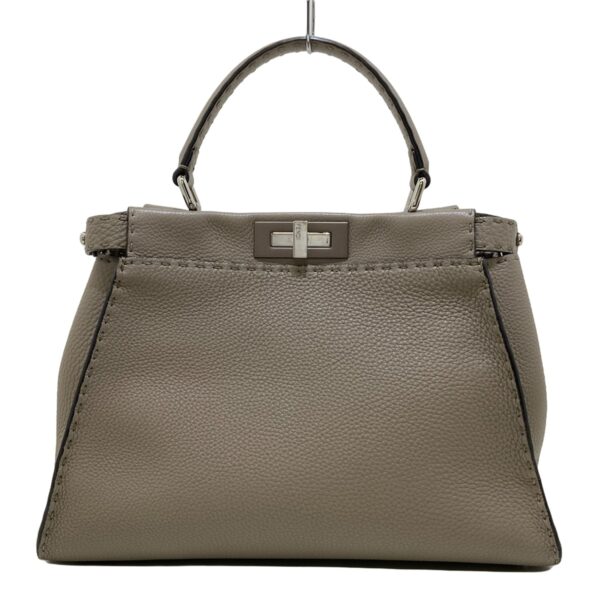 34246294 1 Fendi Peekaboo Regular Celeria Handbag Roman Leather Gray