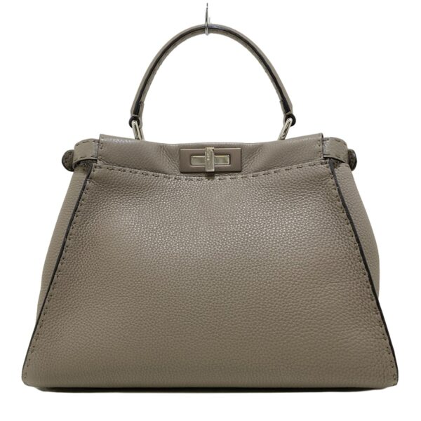 34246294 3 Fendi Peekaboo Regular Celeria Handbag Roman Leather Gray