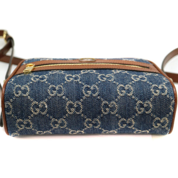 352 5 Gucci Ophidia GG Jacquard Mini Shoulder Bag Leather Denim Blue