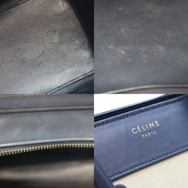 364 11 Celine Luggage Micro Shopper Leather Handbag Blue Gray Brown