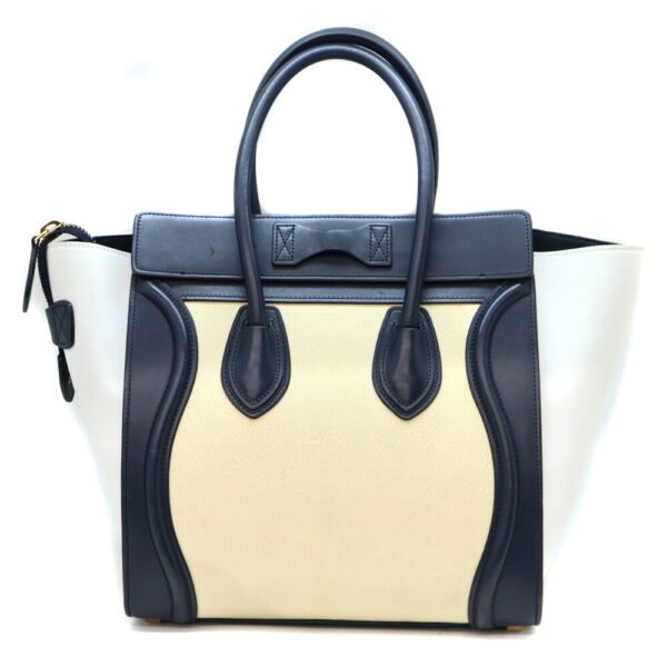 364 2 Celine Luggage Micro Shopper Leather Handbag Blue Gray Brown