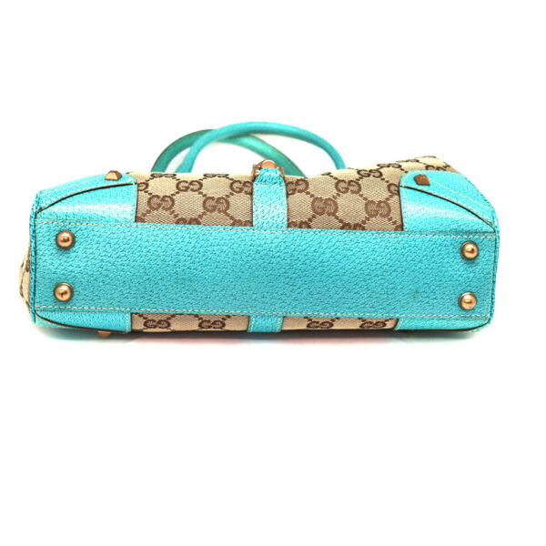 3654 5 Gucci Jackie Handbag GG Canvas Leather Beige Blue