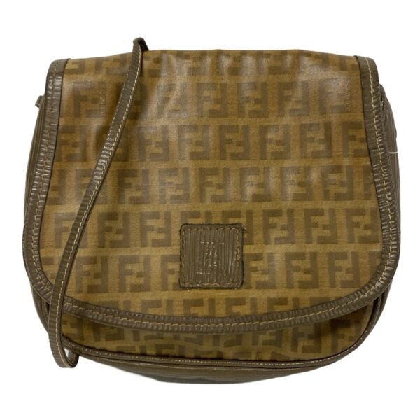 36896858 1 Fendi Zucca Pattern Zucchino Shoulder Bag Leather Brown Brown