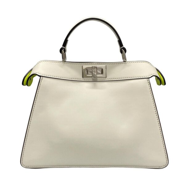 36897463 3 Fendi Peekaboo Icy Youth Small Handbag Leather White Yellow Green