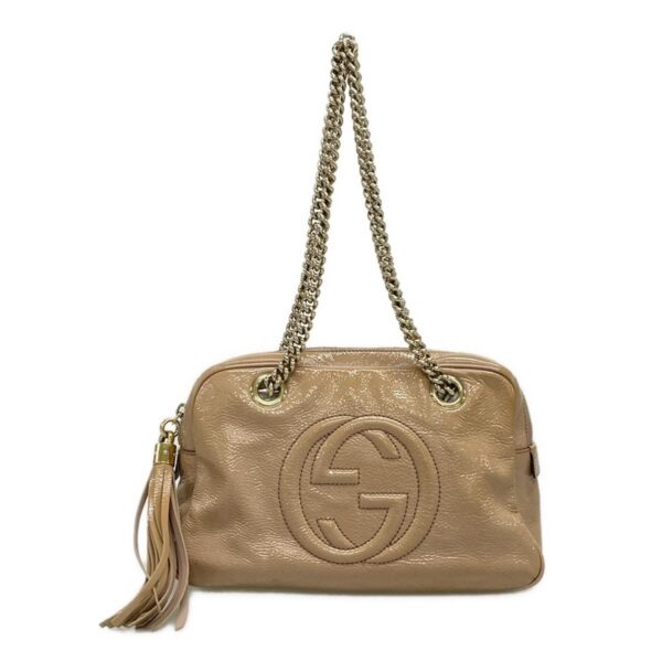 36899175 1 Gucci Soho Shoulder Bag Chain Shoulder Pink Beige Leather