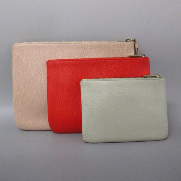 36903235 2 Furla Pouch 3 Piece Set Leather Pink Red Ivory