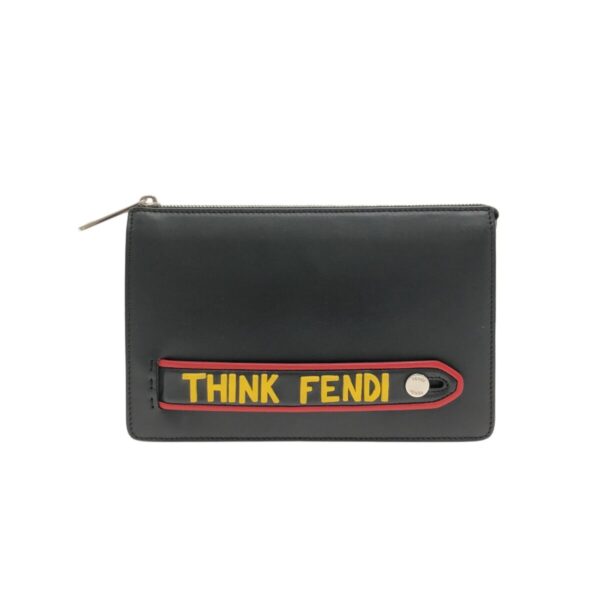 37379039 1 Fendi Vocabulary Clutch Bag Leather Black Yellow Red