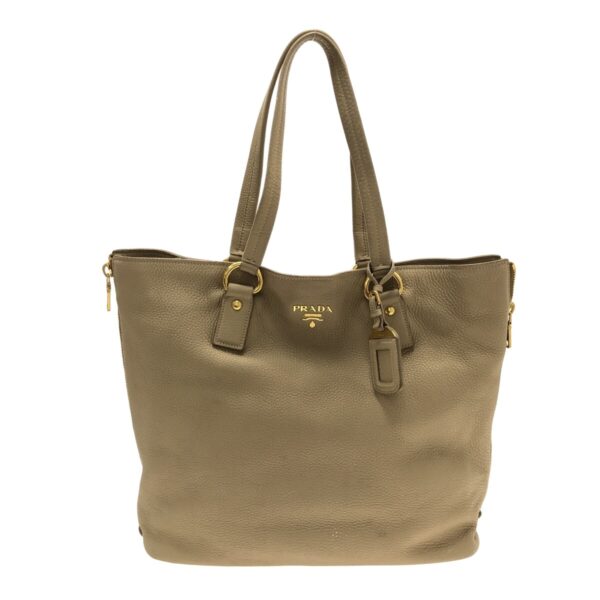 37380132 1 Prada Tote Bag Leather Tag Leather Beige