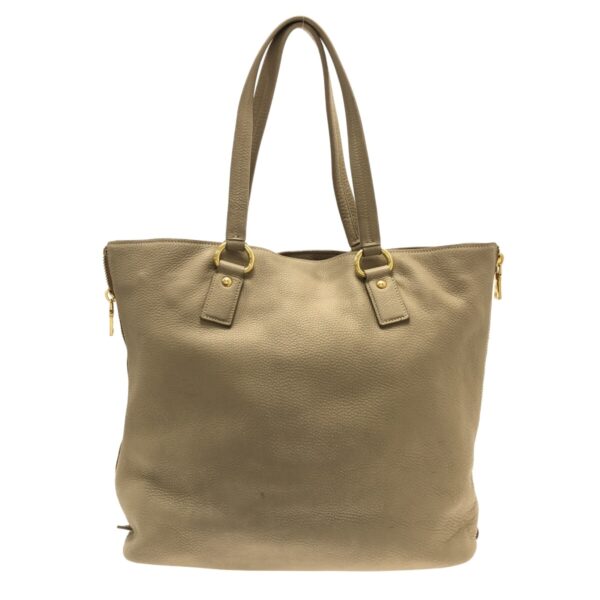 37380132 3 Prada Tote Bag Leather Tag Leather Beige