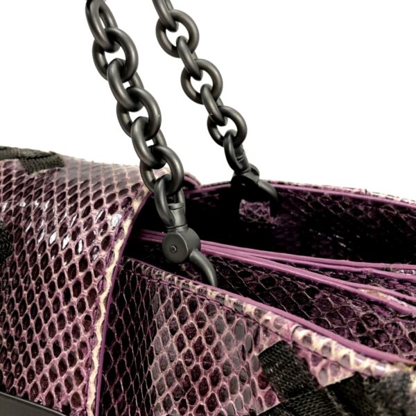 37380133 9 Bottega Veneta Ayers Python Chemical Fiber Purple Dark Gray