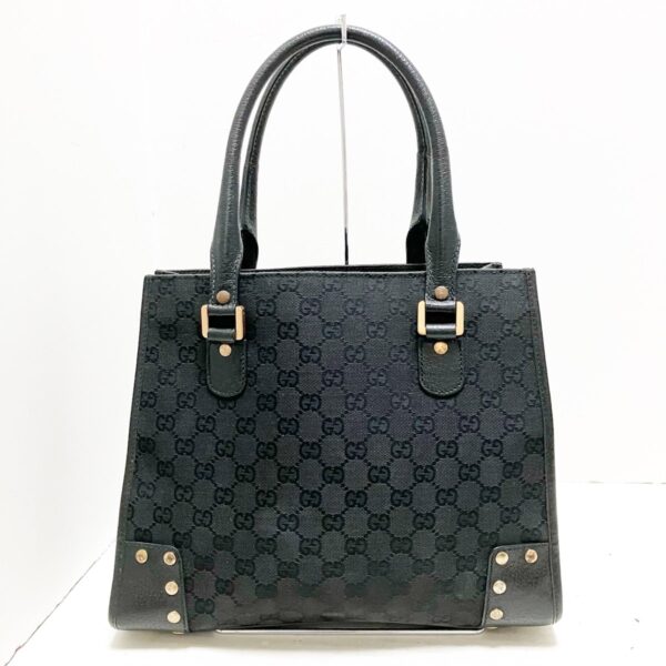 37393605 1 Gucci GG Pattern Tote Bag Studs Leather Black