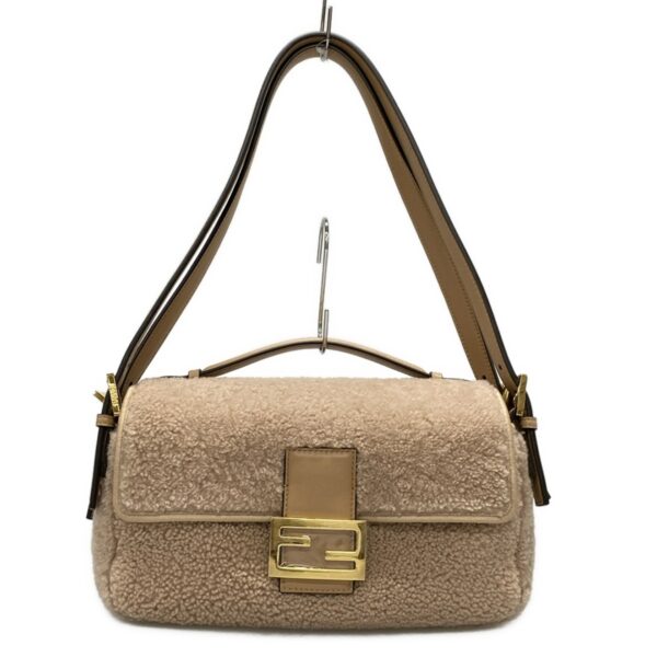 37394988 1 Fendi Baguette Handbag Double Face Leather Shearling Light Brown