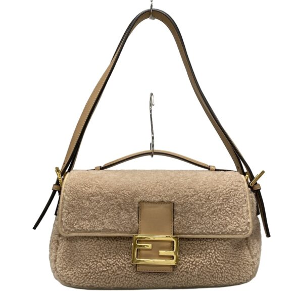 37394988 3 Fendi Baguette Handbag Double Face Leather Shearling Light Brown