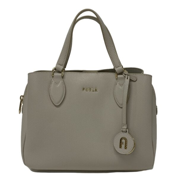 37396171 1 Furla Minerva Handbag Leather Greige