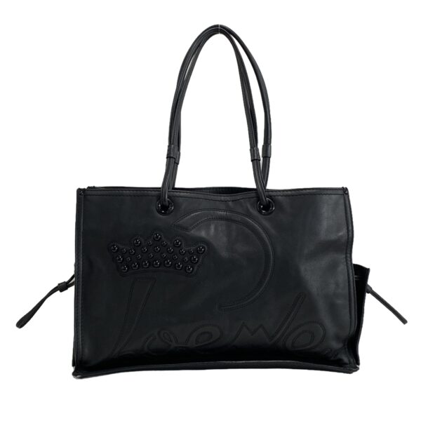 37397622 1 Loewe Shopper Tote Tote Bag Studs Crown Black Leather