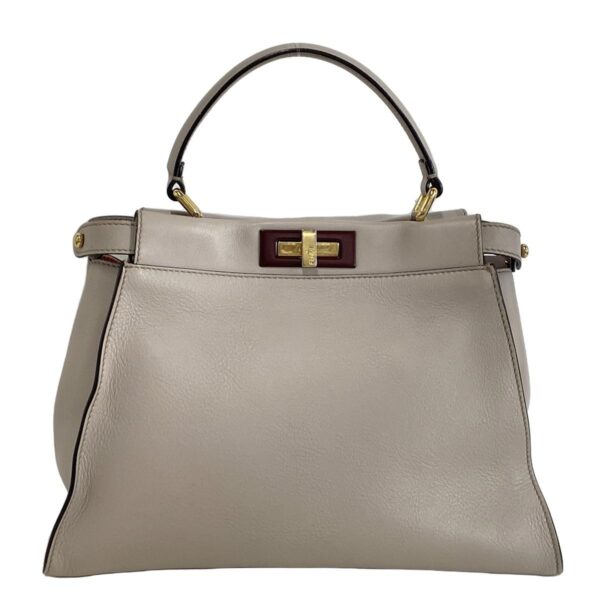 37414943 1 Fendi Peekaboo Iconic Medium Handbag Leather Beige