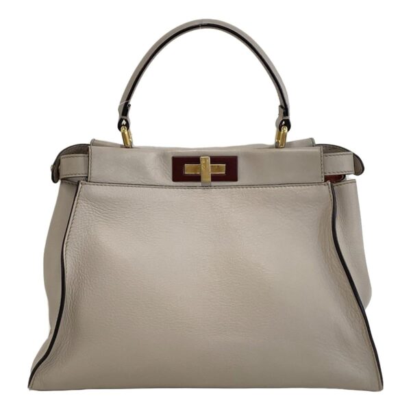 37414943 3 Fendi Peekaboo Iconic Medium Handbag Leather Beige