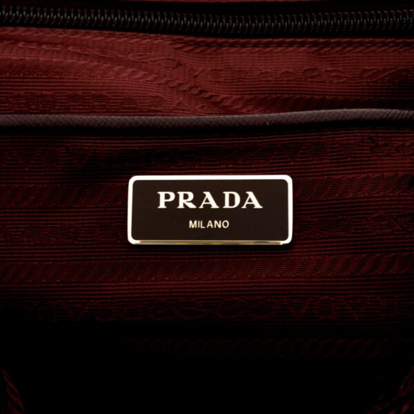 37467415 7 Prada Handbag Floral Pattern Nylon Leather White Bordeaux Multi