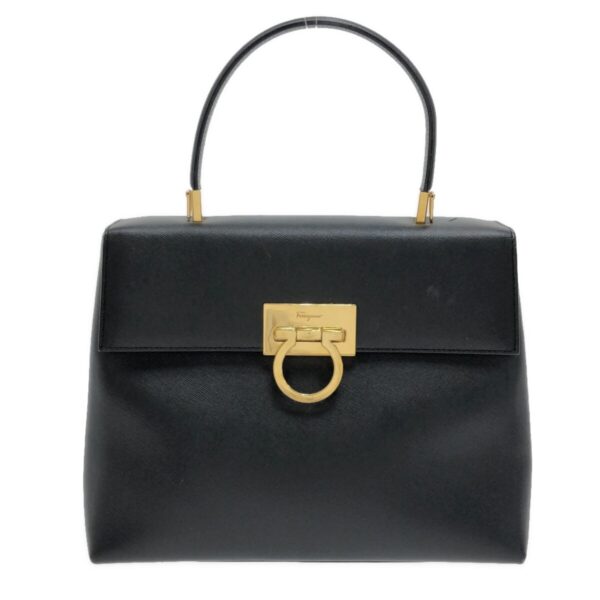 37467423 1 Salvatore Ferragamo Gancini Handbag Leather Black