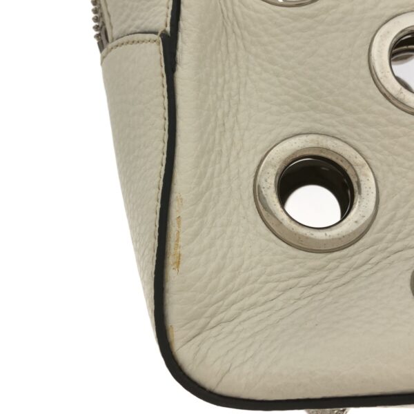 37467426 12 Prada Shoulder Bag Chain Grommet Leather Metal White Silver