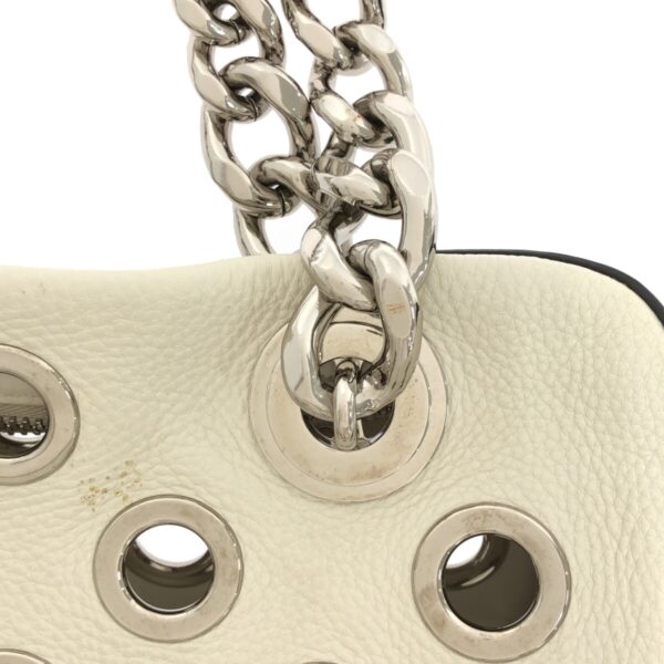 37467426 9 Prada Shoulder Bag Chain Grommet Leather Metal White Silver