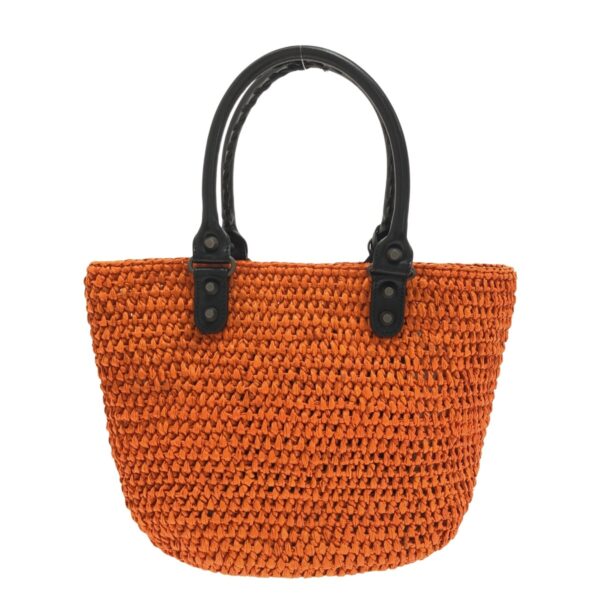 37467427 3 Balenciaga Pannier XS Tote Bag Straw Leather Orange Black