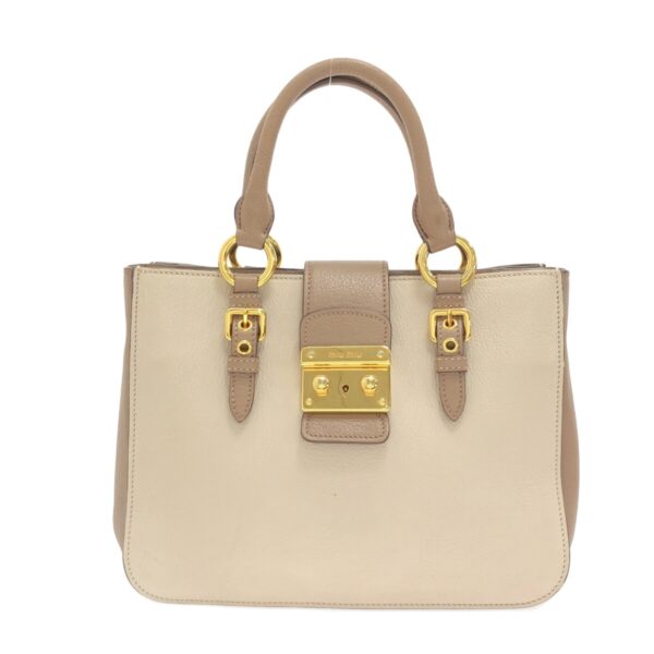 37467428 1 Miumiu RN799C Handbag Leather White Beige