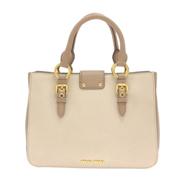 37467428 3 Miumiu RN799C Handbag Leather White Beige