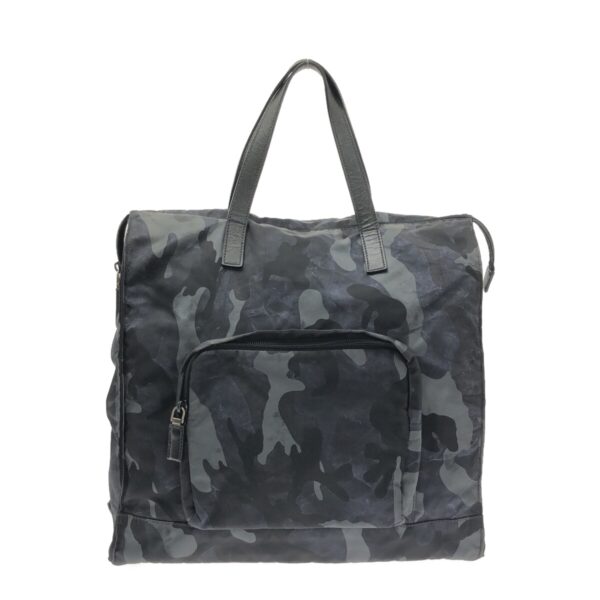 37467443 1 Prada Handbag Camouflage Pattern Nylon Leather Navy Multi Blue