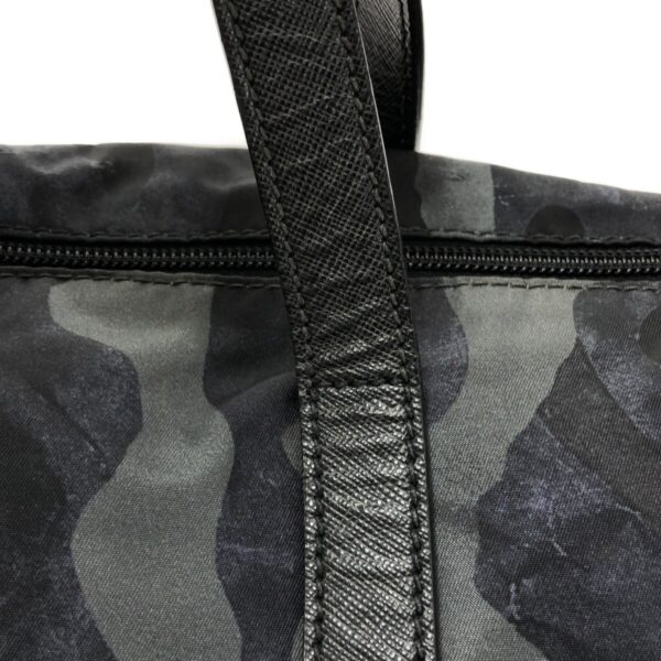 37467443 9 Prada Handbag Camouflage Pattern Nylon Leather Gray Blue Multi