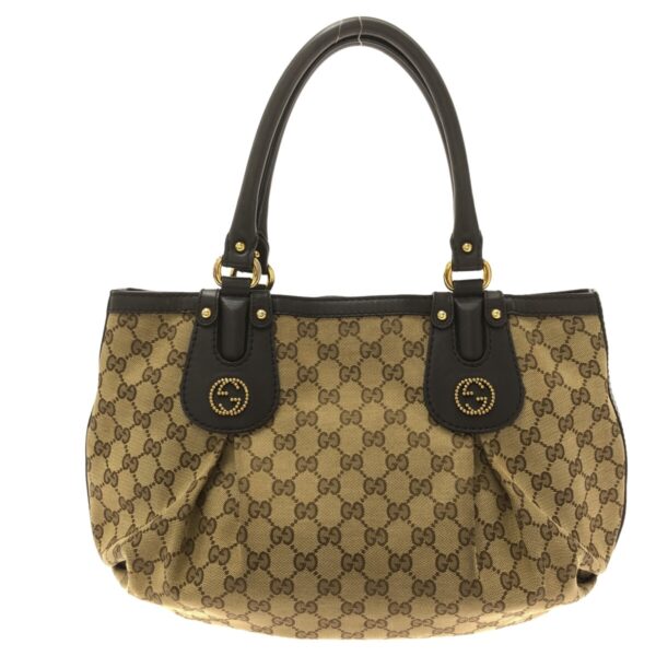 37467453 3 Gucci Scarlet GG Pattern Tote Bag Jacquard Leather Beige Brown