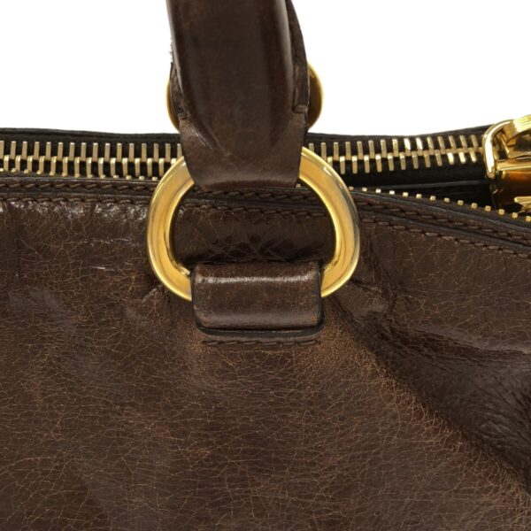 37467458 9 Prada Tote Bag Leather Tag Leather Brown