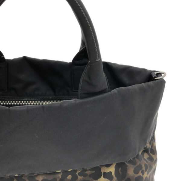 37467470 10 Prada Tesuto Double Tote Bag Reversible Leopard Nylon Leather Black