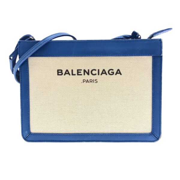 37467483 1 Balenciaga Navy Pochette Shoulder Bag Leather Ivory Blue