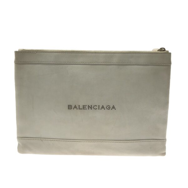 37484979 1 Balenciaga Navy Clip M Clutch Bag Leather Light Gray