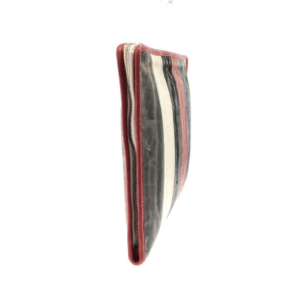 37485157 2 Balenciaga Bazaar Pouch Clutch Bag Striped Leather Red White Multi