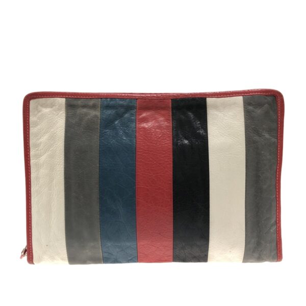 37485157 3 Balenciaga Bazaar Pouch Clutch Bag Striped Leather Red White Multi