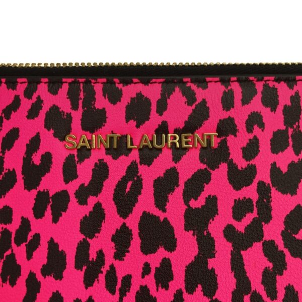 37498576 10 Saint Laurent Paris Clutch Bag Leopard Leather Pink Black