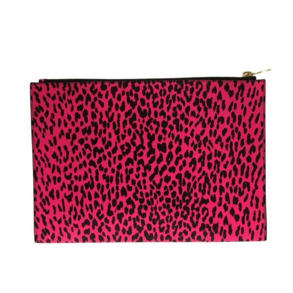 37498576 3 Saint Laurent Paris Clutch Bag Leopard Leather Pink Black