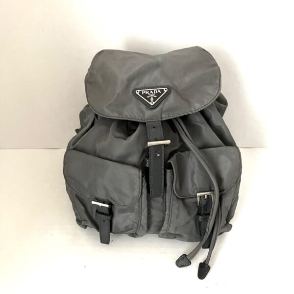 37540199 1 Prada Triangle Logo Rucksack Nylon Dark Gray