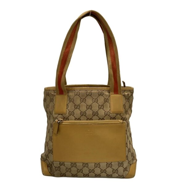 37590222 1 Gucci GG Pattern Shoulder Bag Leather Brown Beige Red